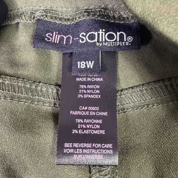 Slim-Sation Traveler Ponte Cropped Pants Olive Green Women’s Size 18W - Picture 8 of 9
